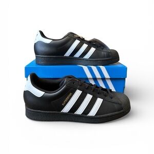 Adidas Superstar Black with White Stripes Men's Sneakers